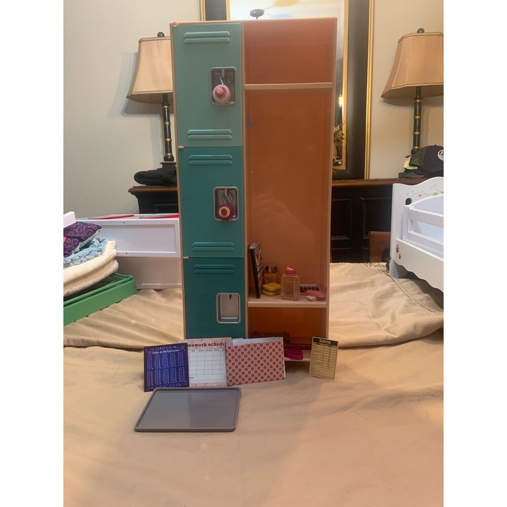 Our Generation Doll Locker Set with Accessories – Teal & Peach